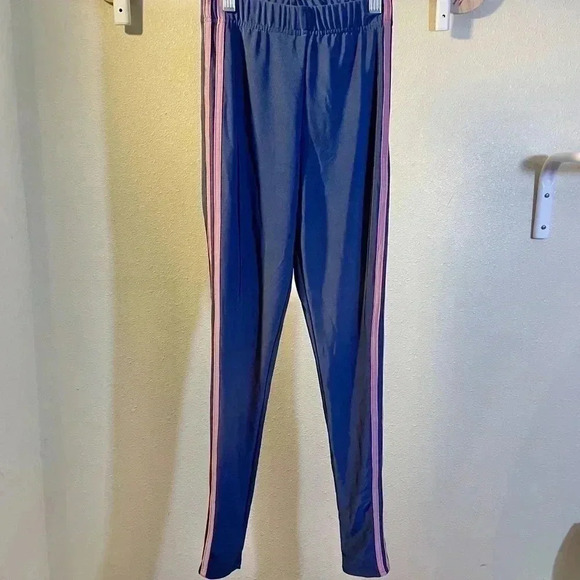 Carli Bybel x Missguided Navy with Pink Stripe Slinky Leggings Size US 6 - Picture 2 of 7